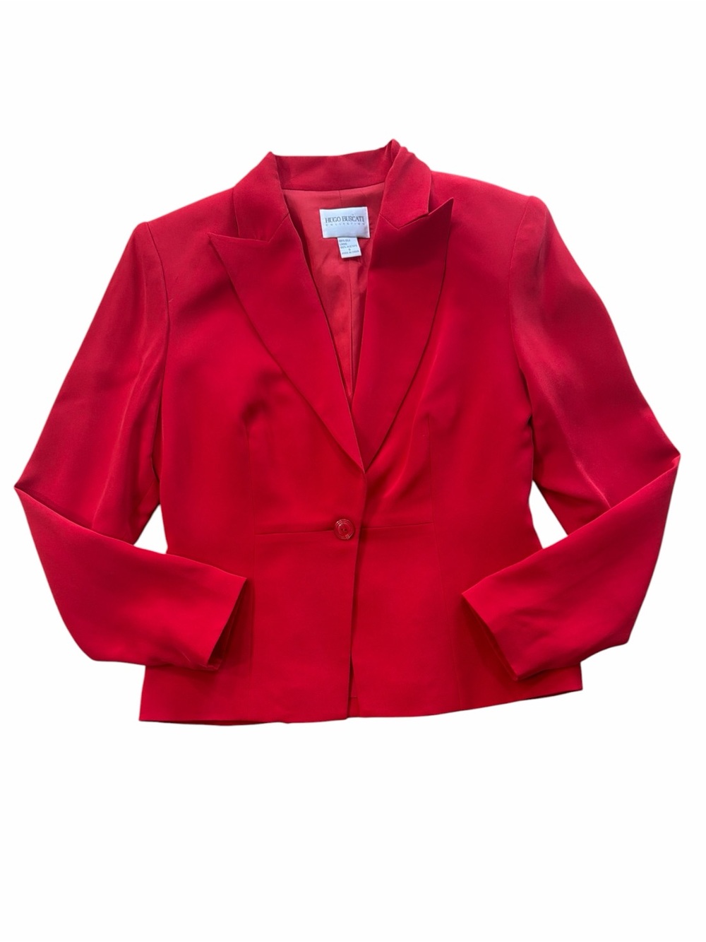 Hugo Buscati Vintage Silk Vibrant Red Single-Button Blazer